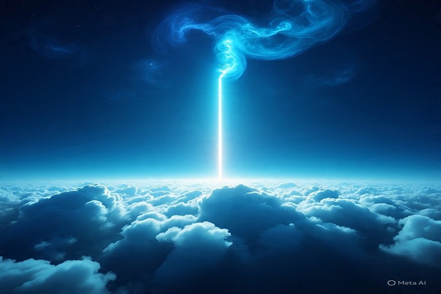 vida após a morte - Um fio de energia espiritual saindo do céu
