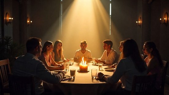 Ética mediúnica : Um médium em meditação, cercado por luz e símbolos espirituais, refletindo responsabilidade e equilíbrio.