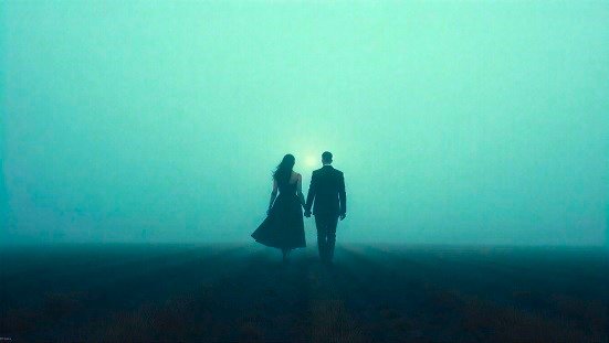 Amizade espiritual : Ilustração suave e acolhedora de duas almas luminosas caminhando lado a lado em um campo etéreo, representando amizade espiritual, estilo realista espiritualista, tons dourados e azulados