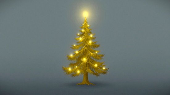 Espiritualidade natalina : Uma árvore de natal com luzes douradas