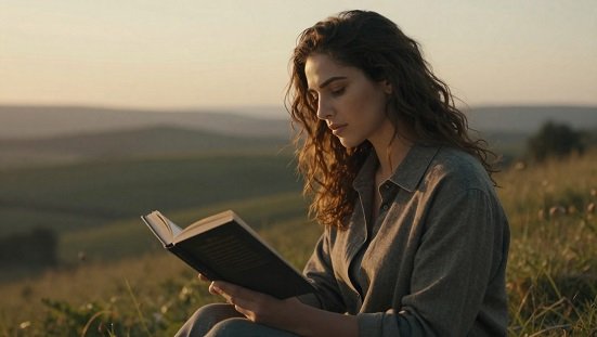 Homossexualidade - Uma mulher lendo um livro numa montanha