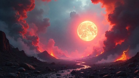 Inferno : Imagem conceitual que simboliza o inferno como experiência de consciência e aprendizado espiritual.