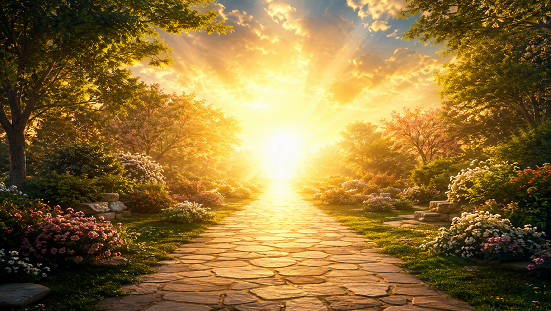 Vida após a morte : Imagem simbólica representando a passagem da vida material para a vida espiritual, transmitindo esperança, paz e continuidade da existência segundo a doutrina espírita.